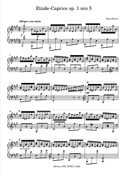 Product image of Raitio, Väinö: Etude-Caprice op. 1 nro 5