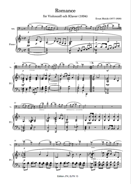 Product image of Ernst Mielck: Romance for cello and piano