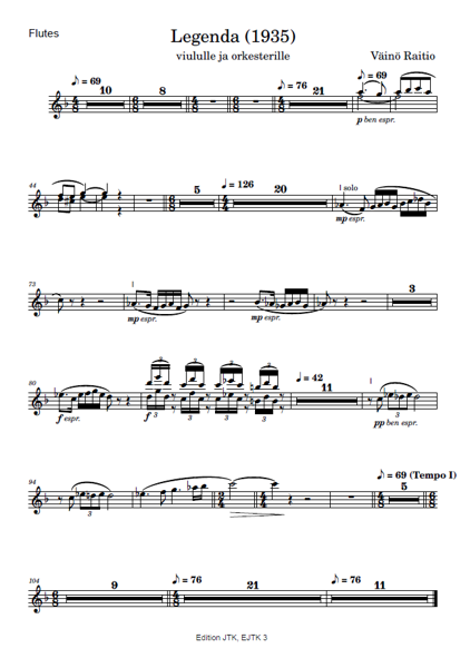 Product image of Väinö Raitio: Legenda (1935), stemmat / parts