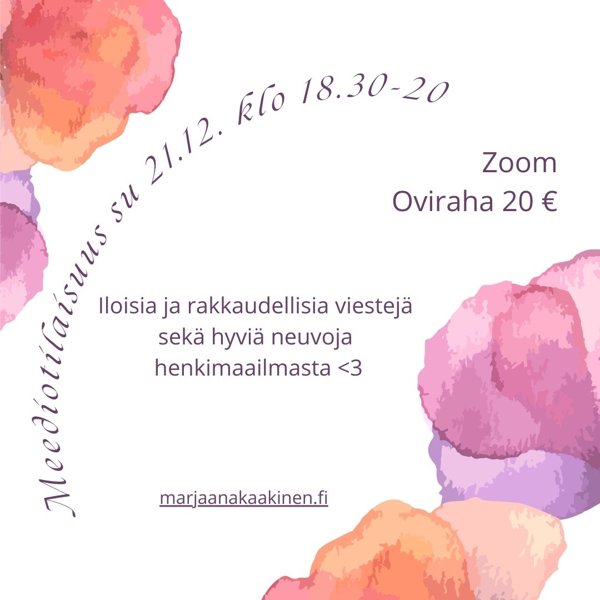 Product image of Meediotilaisuus Zoomissa, sunnuntaina 21.12. klo 18.30-20