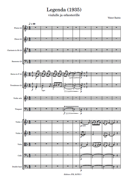 Product image of Väinö Raitio: Legenda, orkesteripartituuri / orchestral score