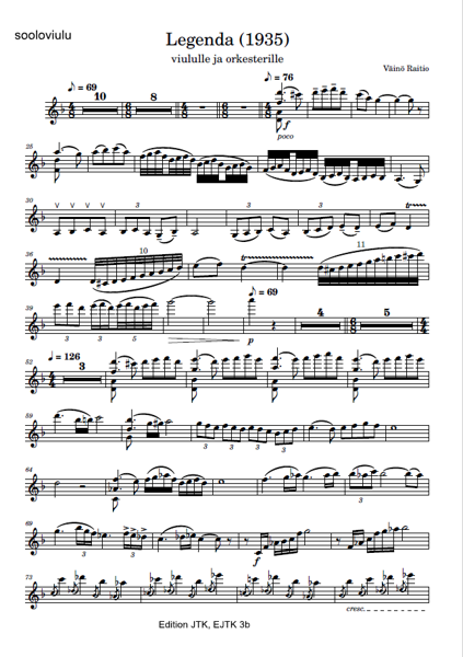 Product image of Väinö Raitio: Legenda, sooloviulun osuus /solo violin part