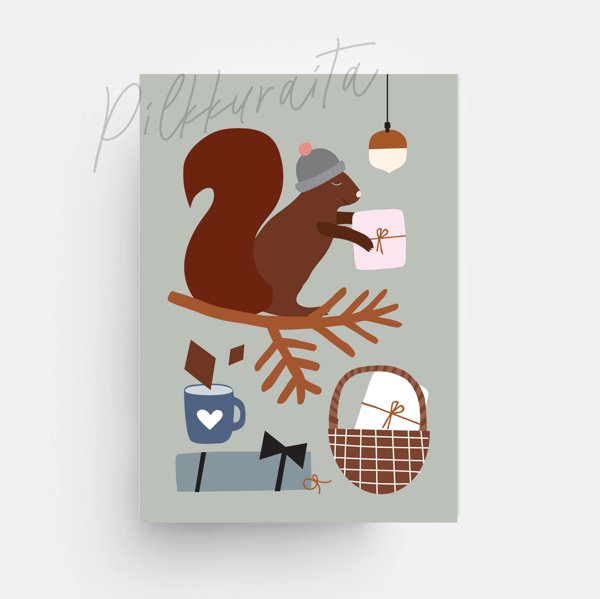 Product image of  Pilkkuraita - Orava oksalla, A6