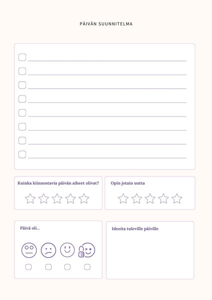 Product image of Päiväsuunnitelma + itsearviointi