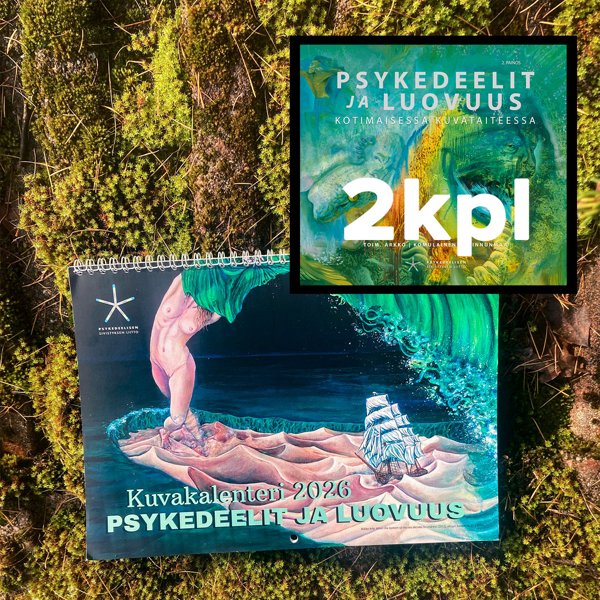 Product image of 2kpl Psykedeelit ja luovuus -kirjaa + Seinäkalenteri 2026