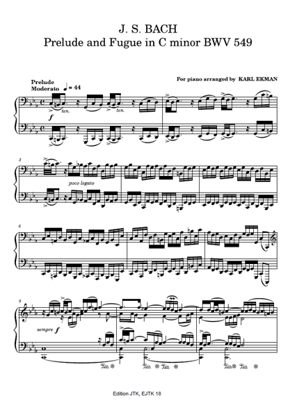 Product image of Bach - Ekman: Prelude and Fugue C minor BWV 549