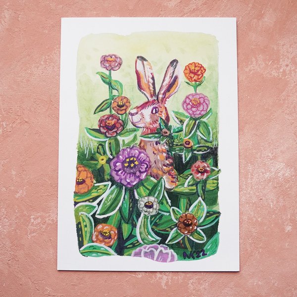 Product image of  Jänis puutarhassa -taideprintti