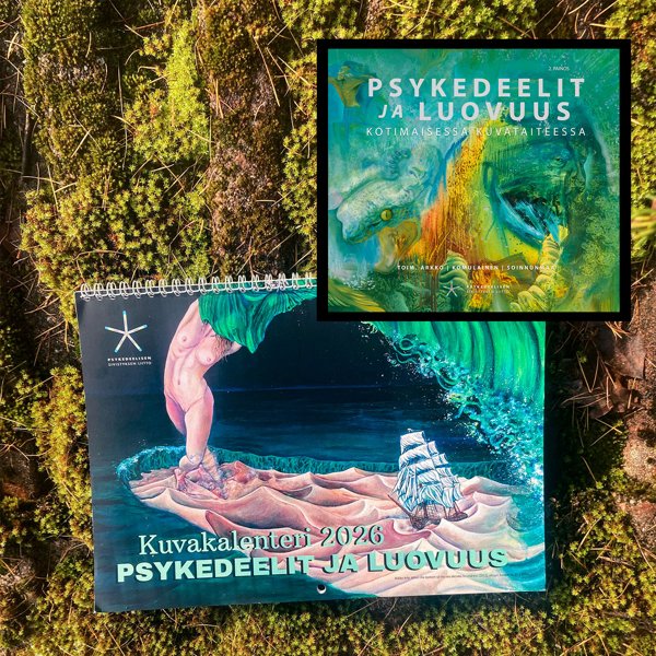 Product image of Psykedeelit ja luovuus -kirja + Seinäkalenteri 2026
