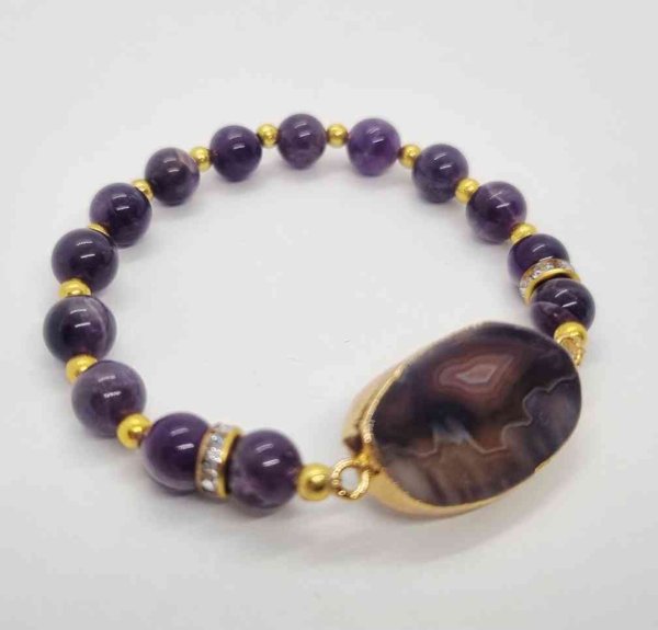 Product image of  Ametisti rannekoru Raita-akaatilla 16-17cm