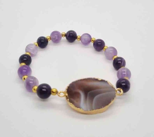 Product image of  Ametisti rannekoru Raita-akaatilla, 16-17cm