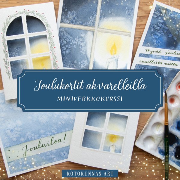 Product image of  Joulukortit akvarelleilla -miniverkkokurssi