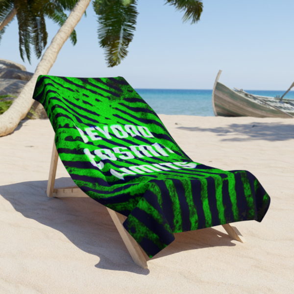 Product image of  Beach Towel - Beyond Cosmic Limits – Vivid Green - Text Vert.