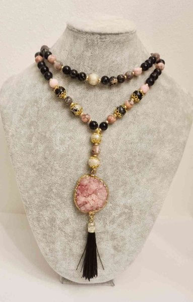 Product image of  Pink Opal & Black jasper kaulakoru