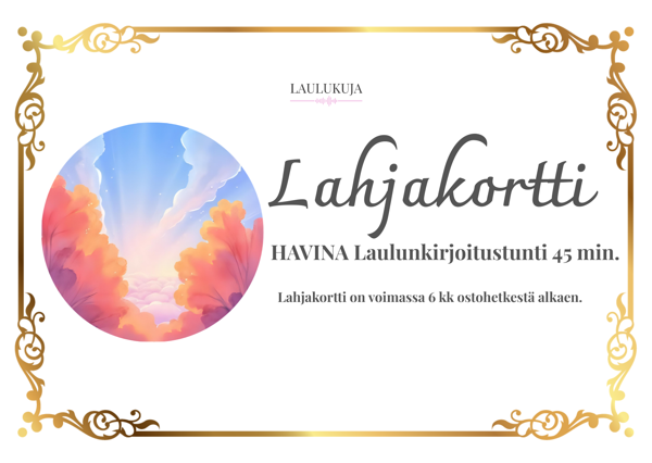 Product image of  Lahjakortti HAVINA Laulunkirjoitustunti 45 minuuttia