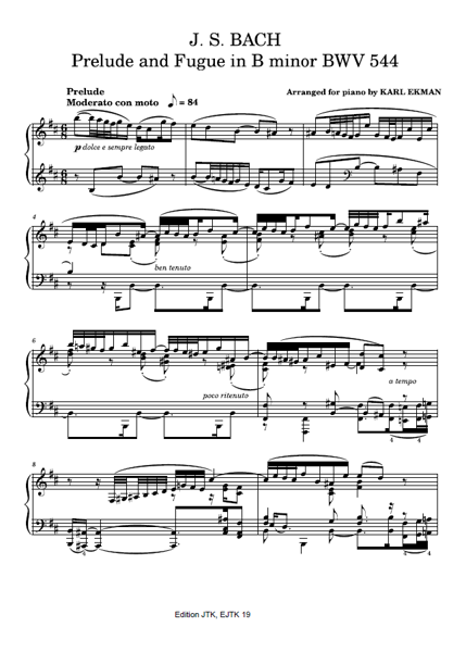 Product image of Bach - Ekman: Prelude and Fugue B minor BWV 544