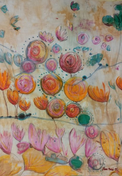 Product image of Blooming, 76 x 56 cm, akryyli ja pastelli kankaalle