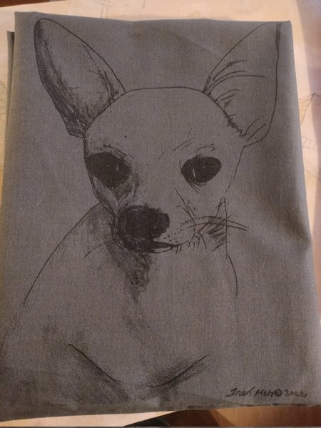 Product image of Koira-aiheinen keittiöpyyhe harmaa, sis. postikulut