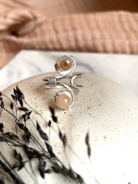 Product image of  ”Dreamer” -sormus /925-hopea ja akaatti