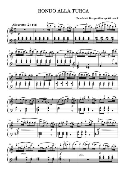 Product image of Friedrich Burgmüller: Rondo alla turca op. 68 nro 3