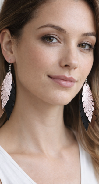 Product image of  Poronahkasulkakorvakorut ruusukulta/musta