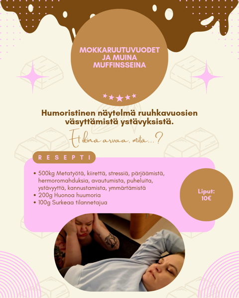 Product image of  Mokkaruutuvuodet ja muina muffinsseina 14.2.2026 klo:18.00
