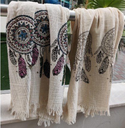 Product image of  Musliinipuuvillapyyhkeet mustavalkea unisiepparikuvio