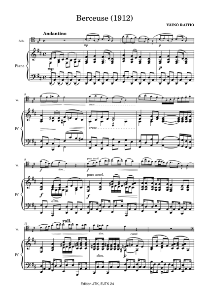 Product image of Väinö Raitio: Berceuse (1912) for cello and piano