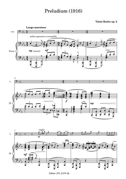 Product image of Väinö Raitio: Preludium (1916) for cello and piano