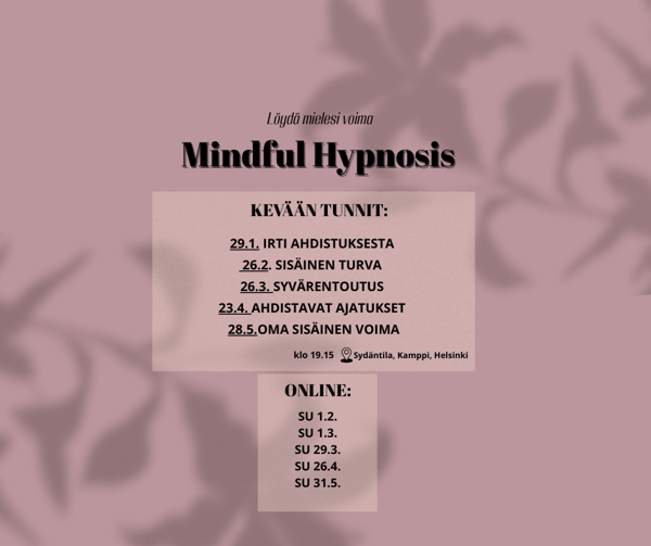 Product image of  MINDFUL HYPNOSIS, ONLINE- ryhmätunti (Online)