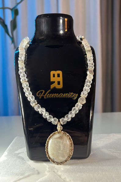 Product image of White Agate & White Crystal Necklace