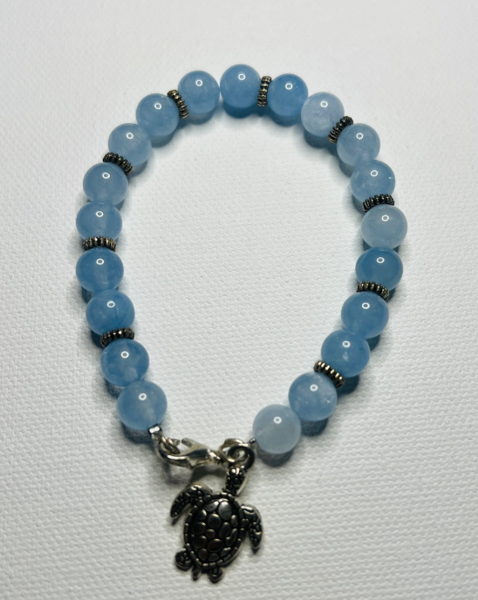 Product image of Angelite with White Metal Tortoise