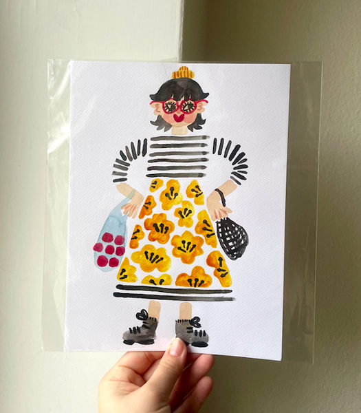 Product image of  Originaali: Torityttö vesivärityö 💛🖤