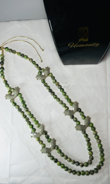 Product image of GREEN STONE & BUTTERFLY DETAIL NECKLACE