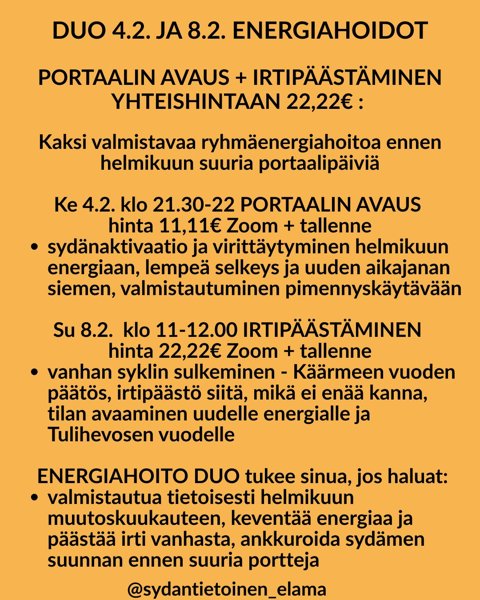 Product image of  ke 4.2. ja su 8.2.2026energiahoidot DUO yhteishintaan 22,22€