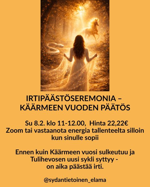 Product image of  su 8.2.2026 klo 11-12.00  IRTIPÄÄSTÄMISSERAMONIA – tallenne