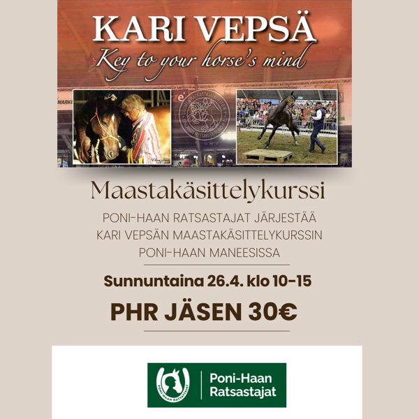 Product image of  PHR jäsen - Kari Vepsä Maastakäsittelykurssi su 26.4. klo 10-15