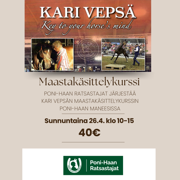 Product image of  Kari Vepsä Maastakäsittelykurssi su 26.4. klo 10-15