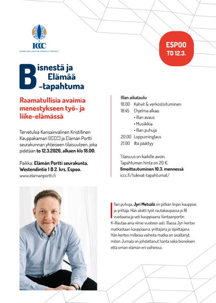 Product image of  BISNESTÄ JA ELÄMÄÄ -tapahtuma ESPOO, 12.3.