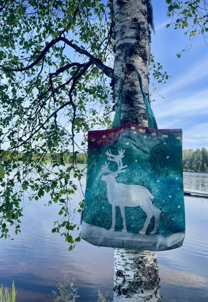 Product image of  Reindeer-tote bag. Poro-kangaskassi.
