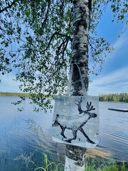 Product image of  Reindeer-tote bag. Poro-kangaskassi.