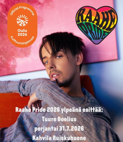 Product image of  Raahe Pride 2026: Tuure Boelius 31.7.2026 ennakkolippu