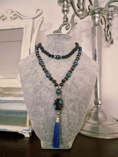 Product image of  Musta kissansilmä & hematiitti kaulakoru