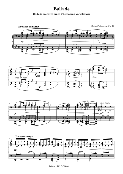 Product image of  Selim Palmgren: Ballade op. 18 for piano