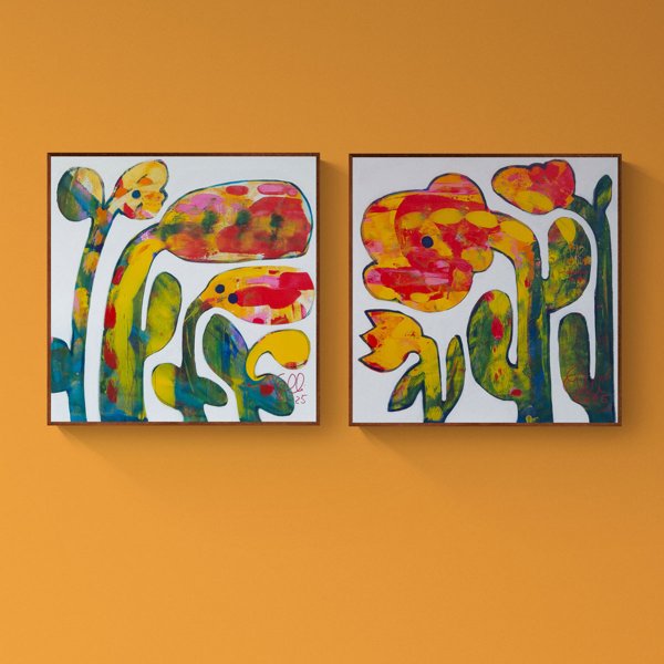 Product image of  Maalaus: Kukkaset Diptyykki | Painting: Flowers Diptych
