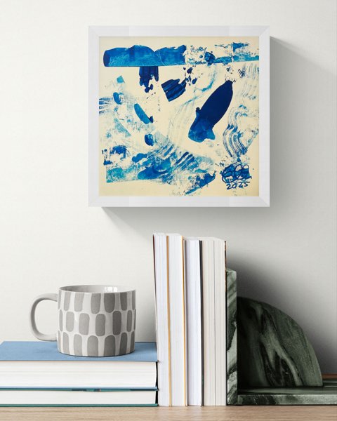 Product image of  Maalaus: Valas (Sin abstrakti) | Painting: Whale (Blue Abstract)