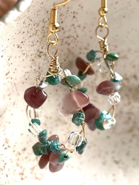 Product image of  "Spirit” -korvakorut (turkoosi, akaatti)