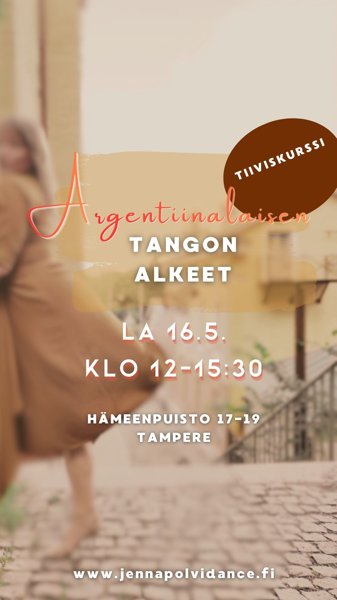 Product image of  Argentiinalaisen tangon alkeet TIIVISKURSSI la 16.5. EARLY BIRD