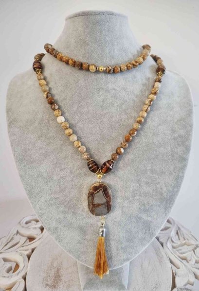 Product image of  Maisema(kuva)jaspis & Breksia kaulakoru, 114cm