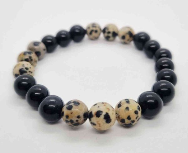 Product image of  Dalmatian jaspis & Onyxi rannekoru, 15cm