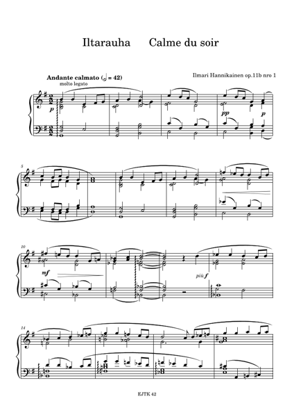 Product image of  I. Hannikainen: Iltarauha/Calme du soir op.11b nro 1 for piano